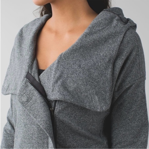 Lululemon Wrap Up Jacket Heather grey hooded zip up long sweater 4 athleisure - Picture 8 of 14